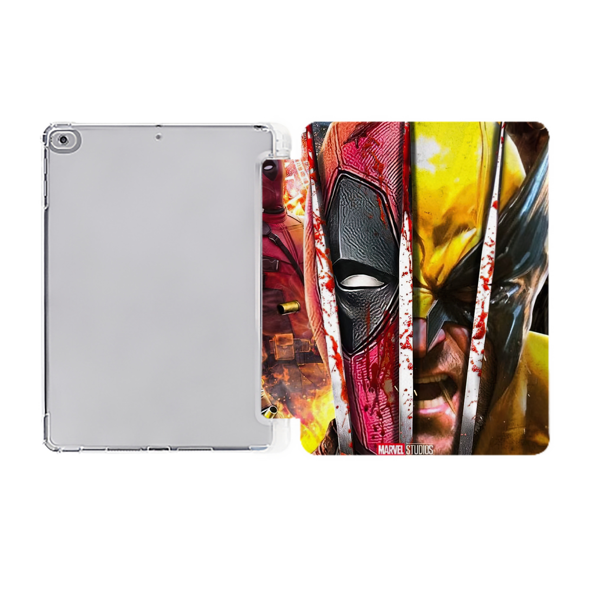 （画像用） Deadpool デッドプール IPad ケース ペン収納付き 三つ折りスタンド PUレザー×シリコン 対応機種9.5/10.5/10.9インチ